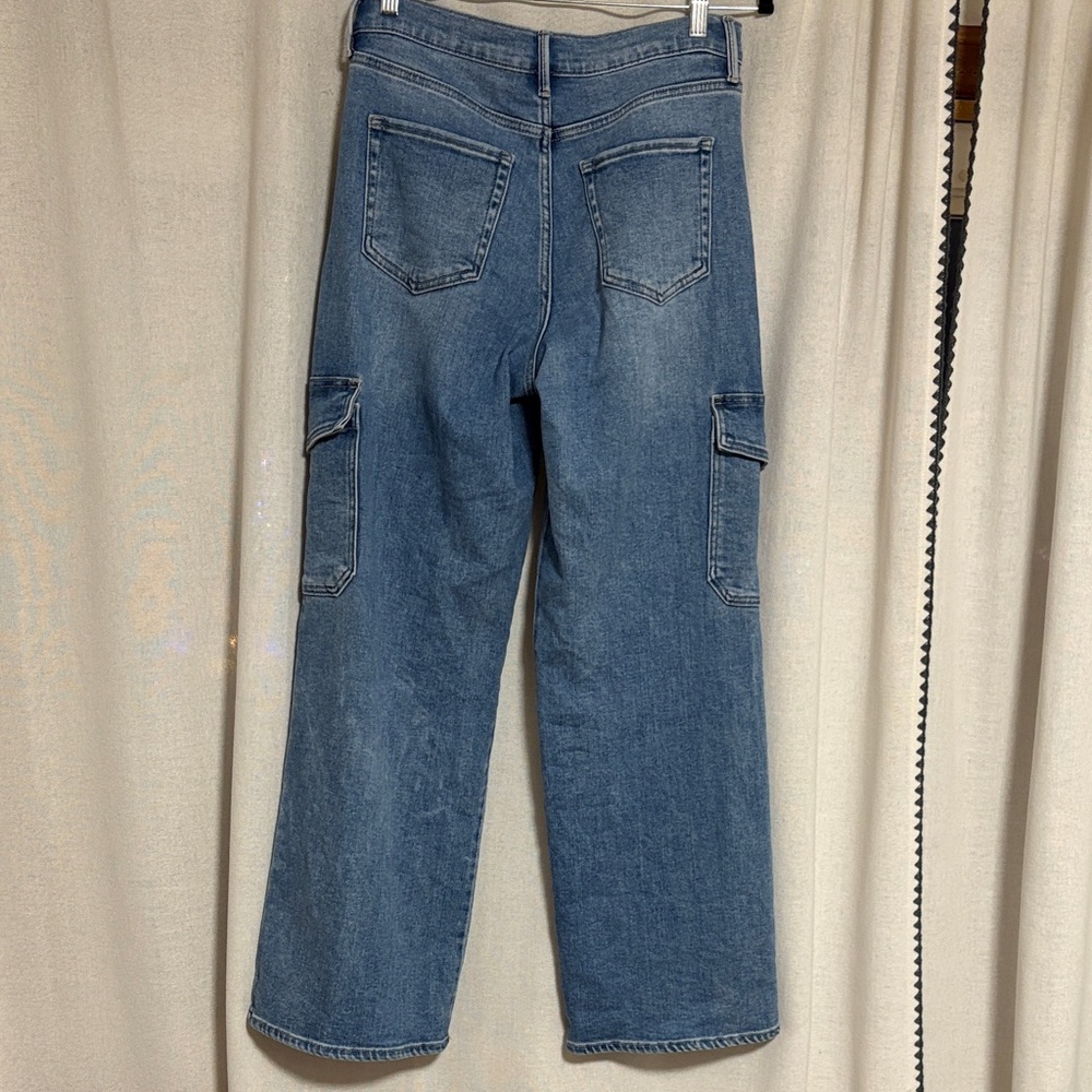 Just USA Straight Leg Cargo Jeans in Medium Blue - Picture 3 of 3